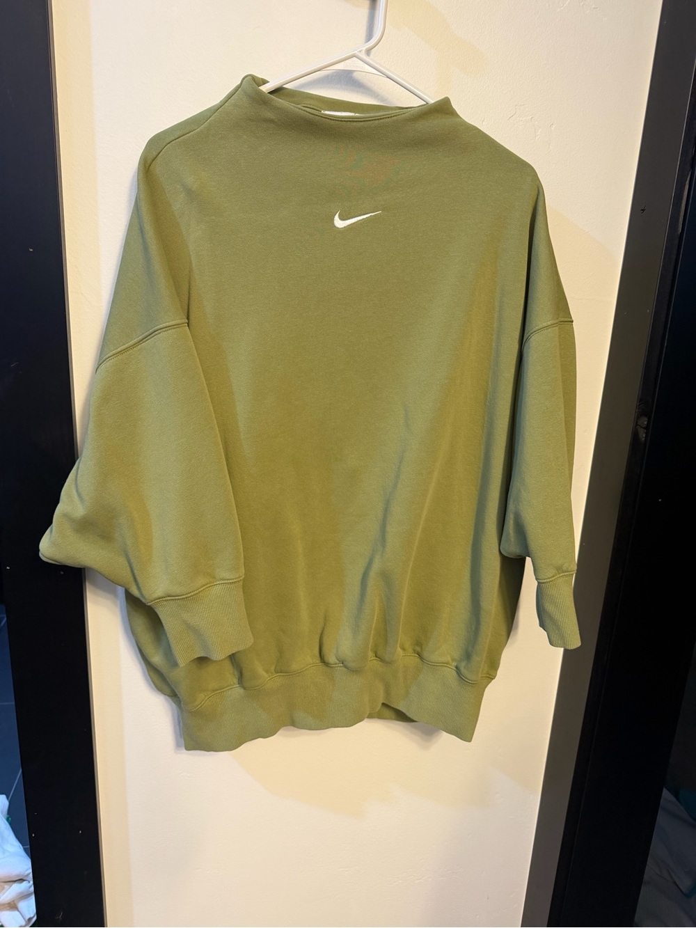 Nike Olive Green Crewneck Sweatshirt with White Swoosh